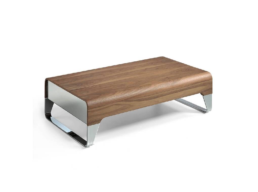 Walnut wood and chrome steel coffee table Walnut wood and chrome steel coffee table