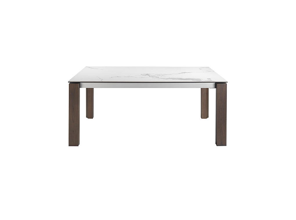 Mesa comedor de porcelánico y madera Nogal