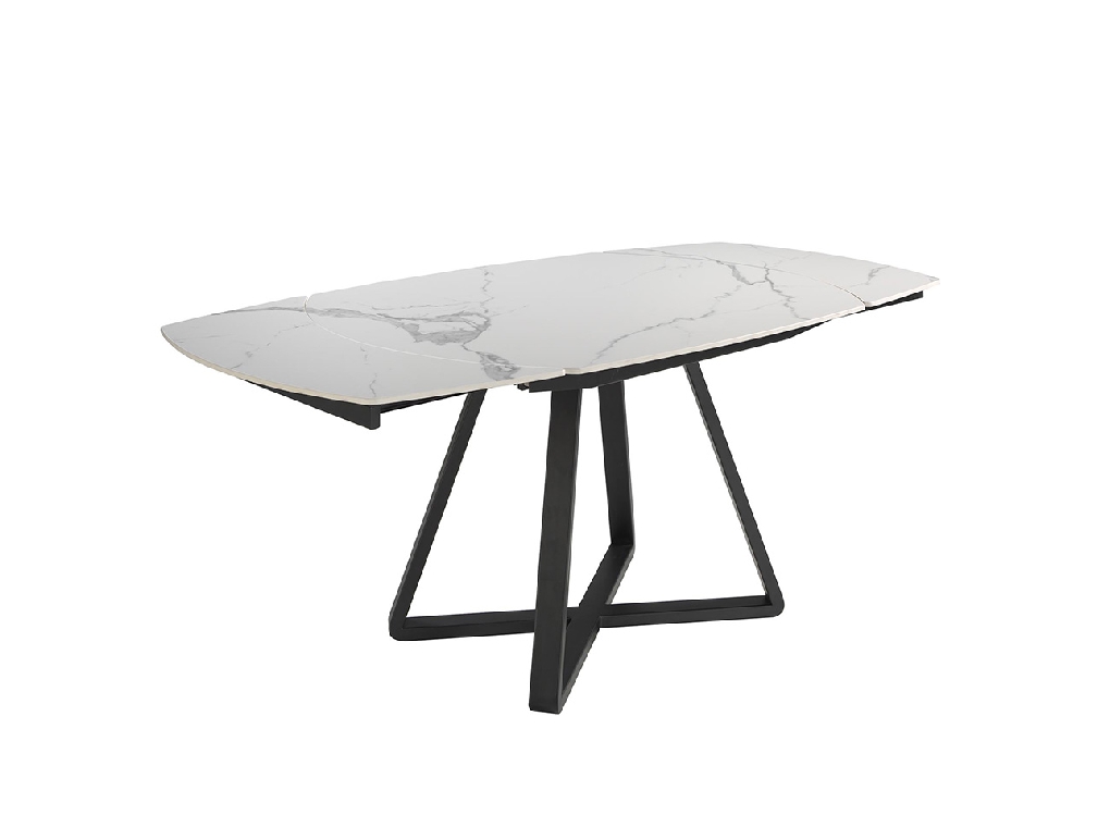 Mesa comedor de porcelánico y acero negro