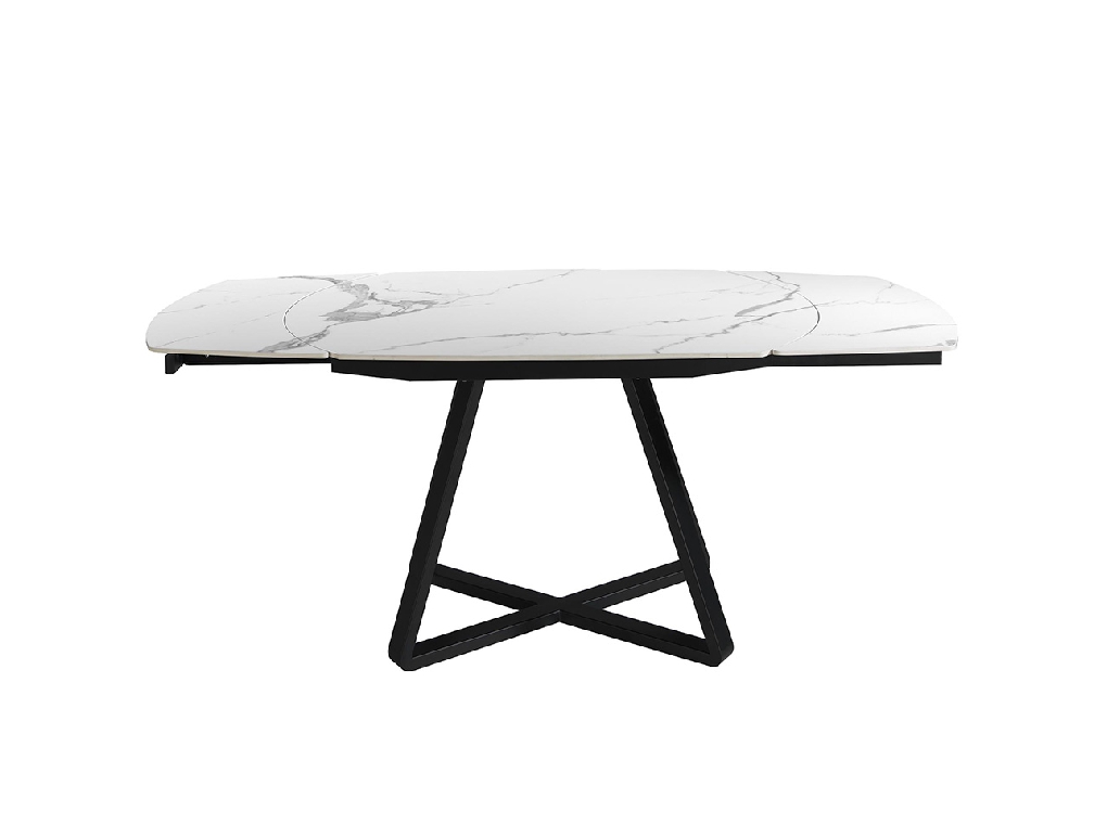 Mesa comedor de porcelánico y acero negro