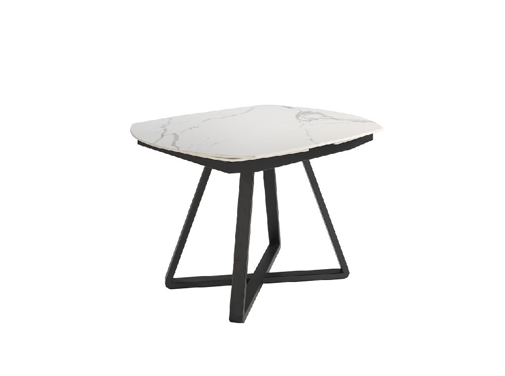 Table de salle à manger en porcelaine et acier noir