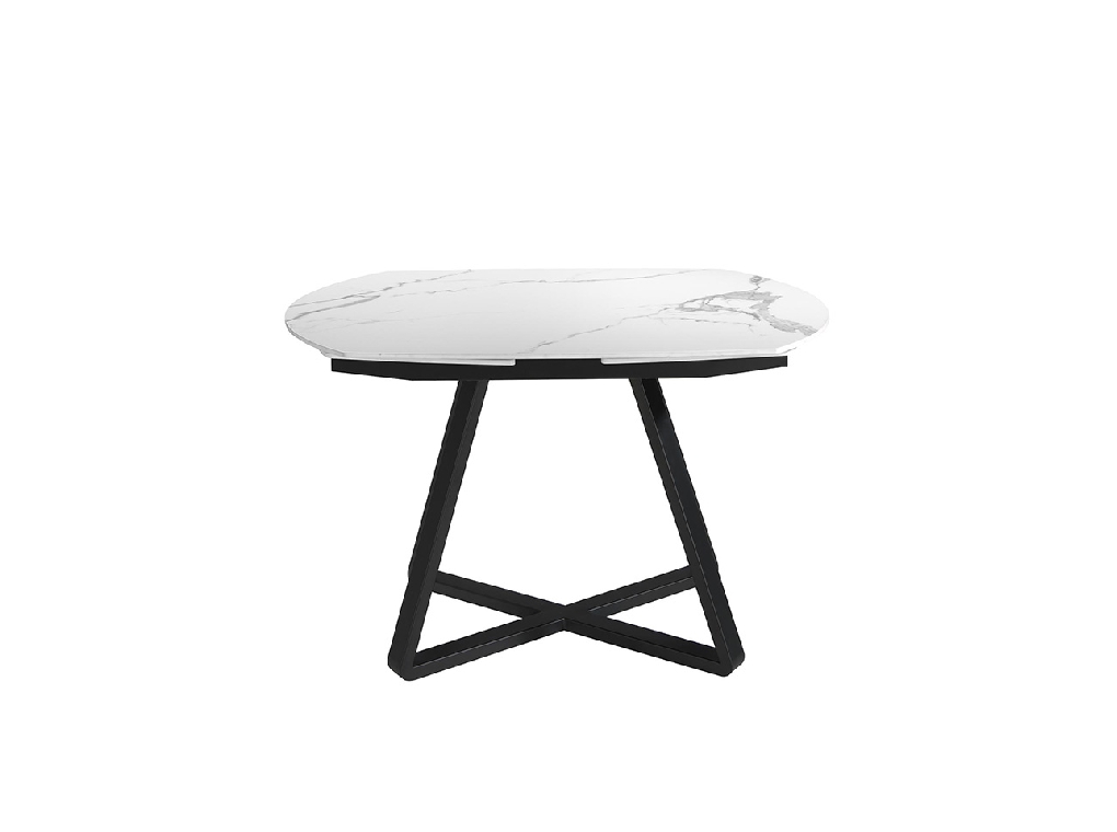 Mesa comedor de porcelánico y acero negro