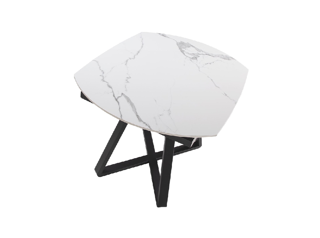 Mesa comedor de porcelánico y acero negro