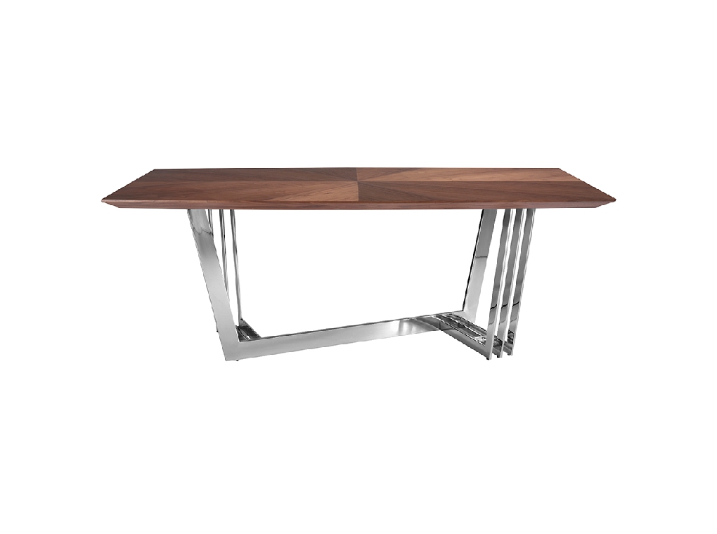 Dining table in walnut wood and chrome-plated steel Dining table in walnut wood and chrome-plated steel