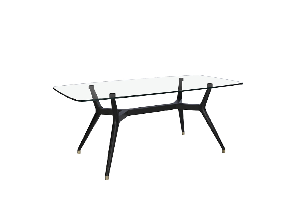 Mesa comedor ovalada barrilen cristal templado y madera wengué