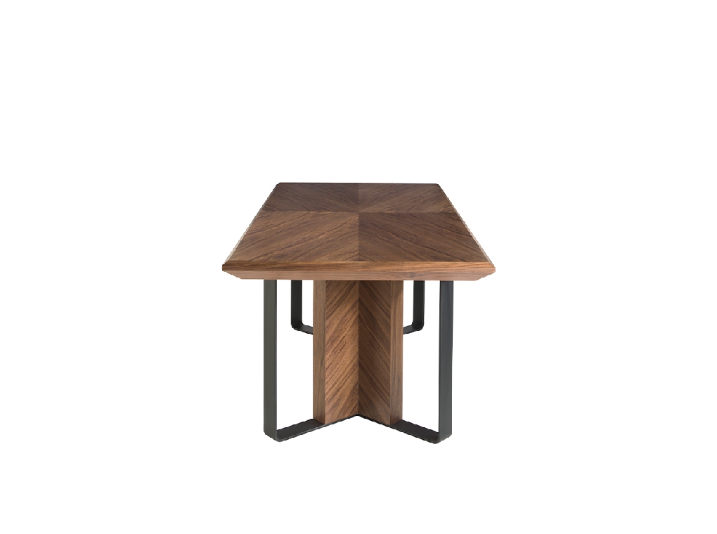 Rectangular dining table in walnut and black steel