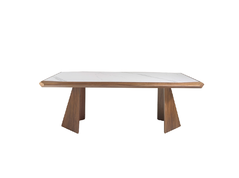 Porcelain and walnut wood dining table