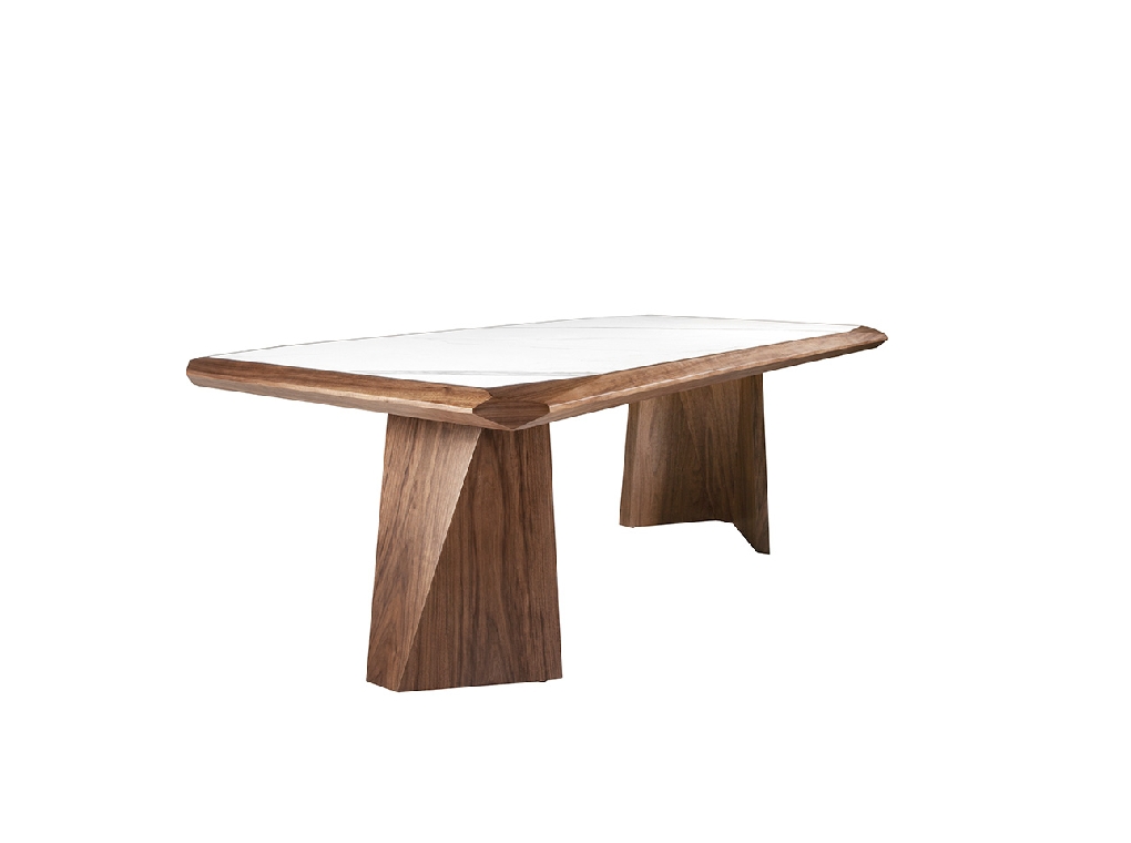 Porcelain and walnut wood dining table