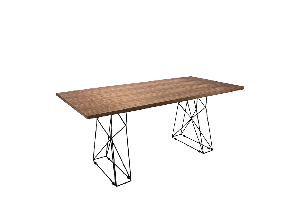 Rectangular dining table and black epoxy steel