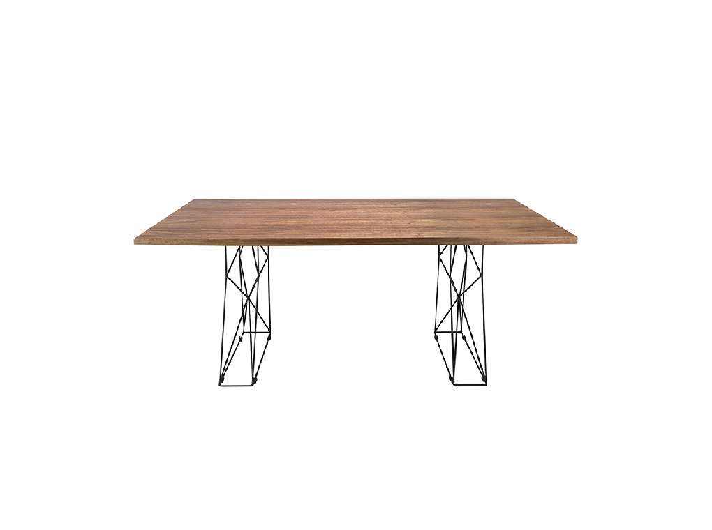 Mesa comedor rectangular y acero epoxy negro