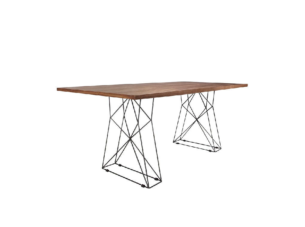 Rectangular dining table and black epoxy steel