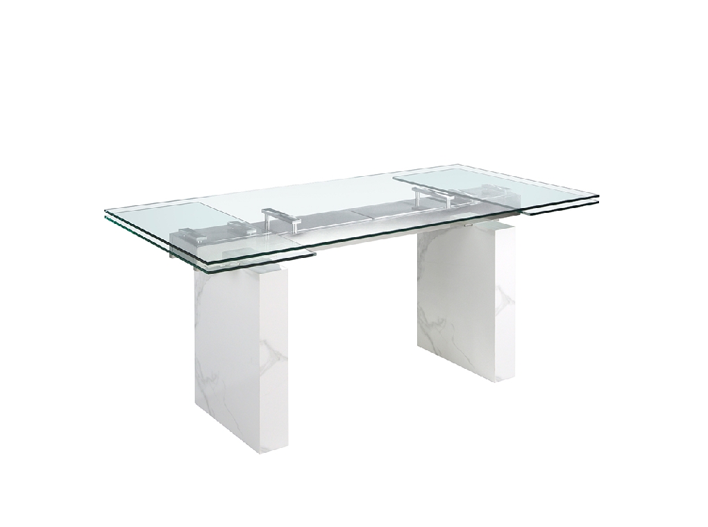 Mesa comedor extensible rectangular cristal templado