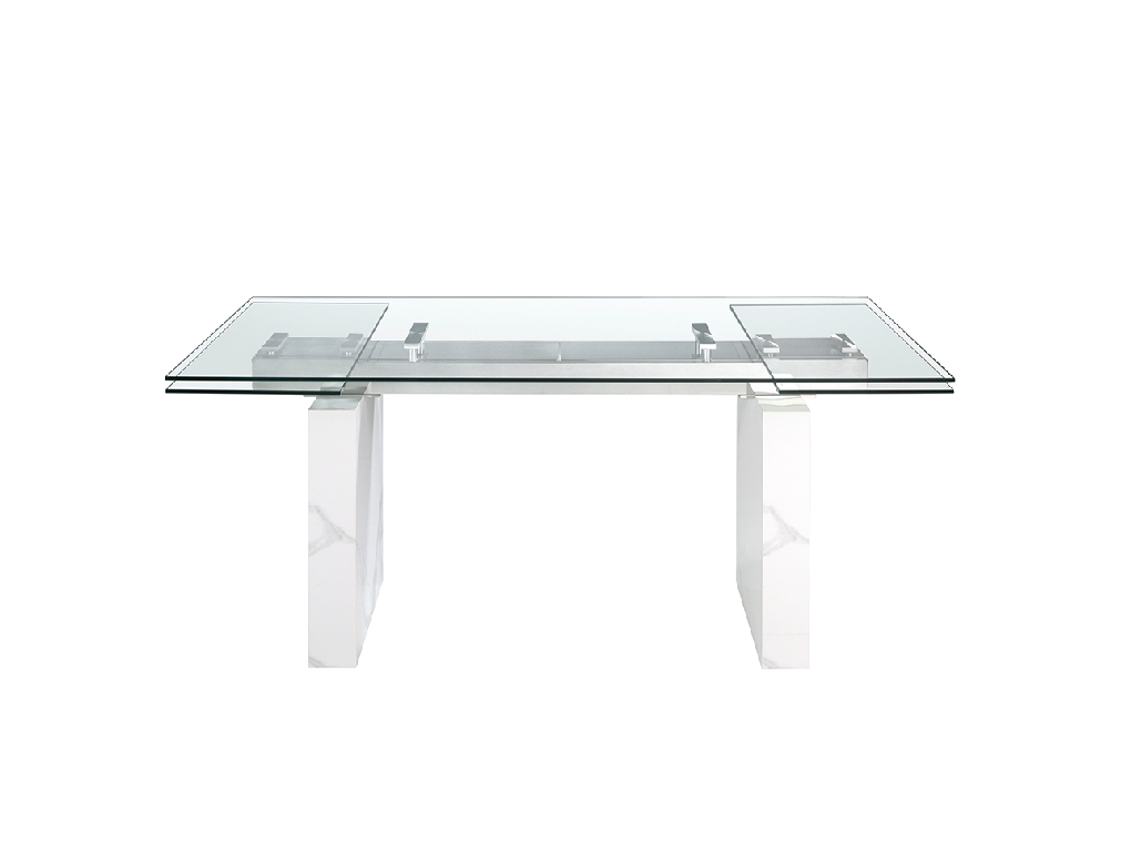 Mesa comedor extensible rectangular cristal templado