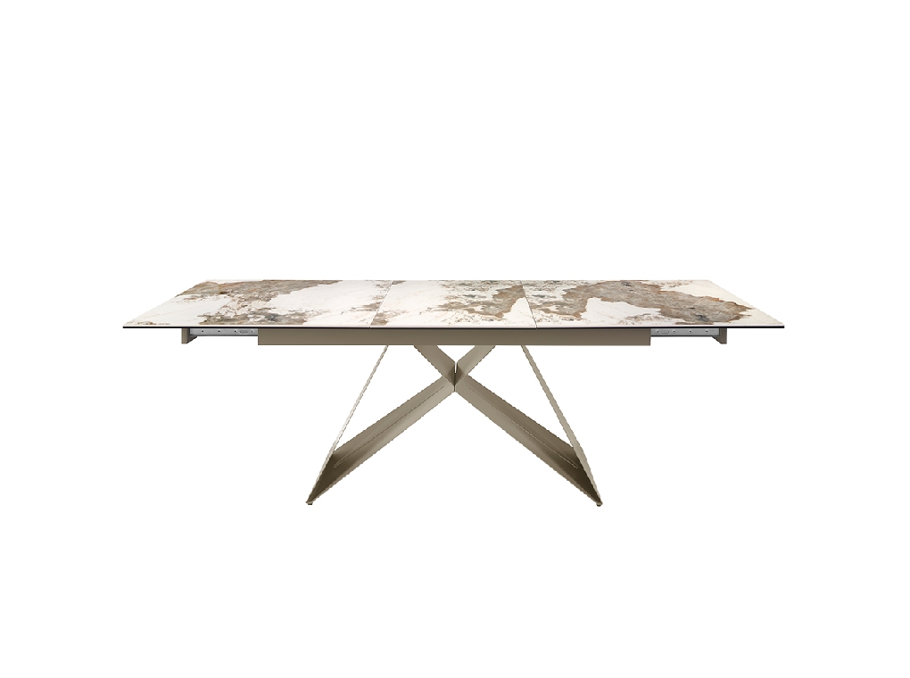 Rectangular porcelain marble extending dining table