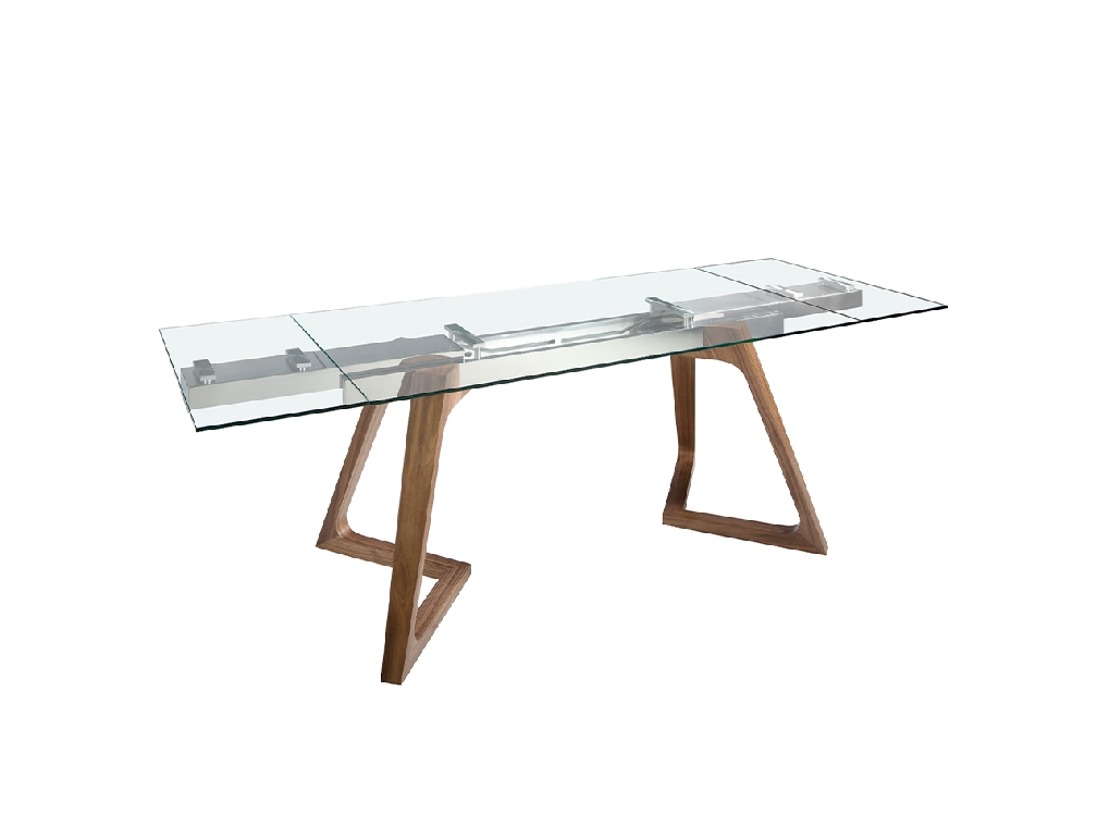 Rectangular tempered glass extending dining table