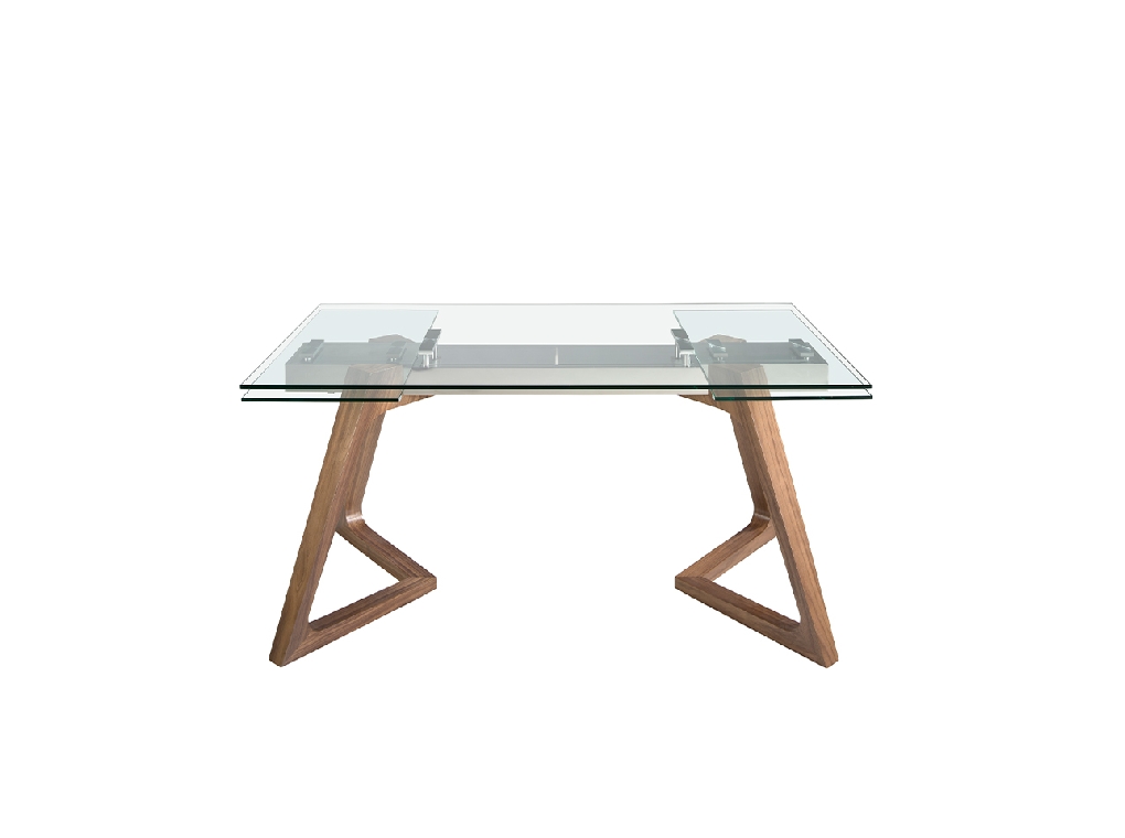 Rectangular tempered glass extending dining table