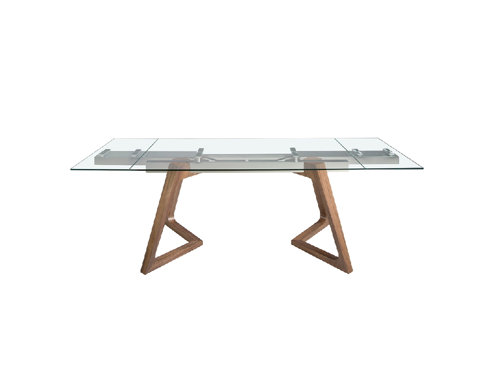 Rectangular tempered glass extending dining table