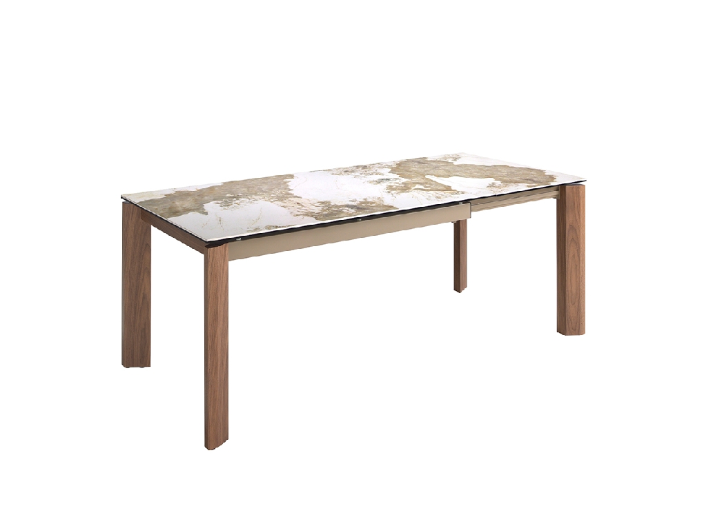 Rectangular porcelain marble extending dining table