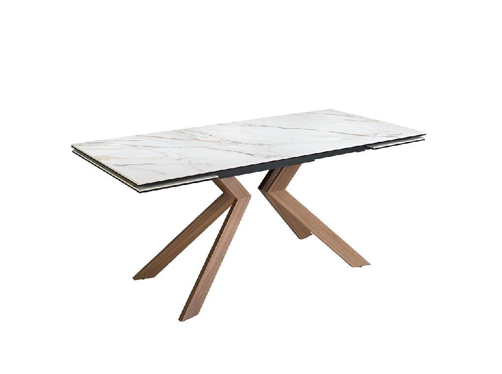 Rectangular porcelain marble extending dining table