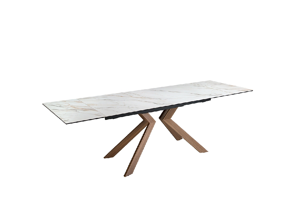 Rectangular porcelain marble extending dining table