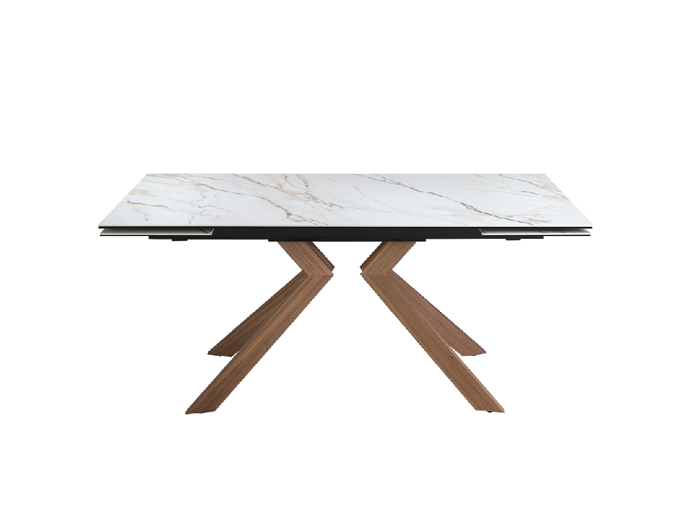 Rectangular porcelain marble extending dining table