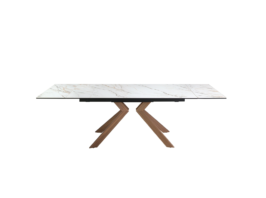 Rectangular porcelain marble extending dining table