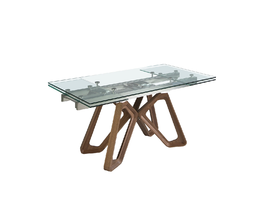 Rectangular tempered glass extending dining table