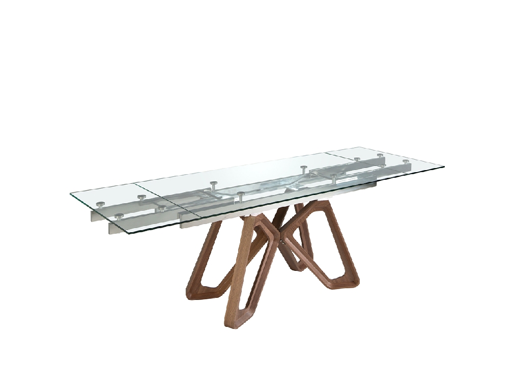 Rectangular tempered glass extending dining table