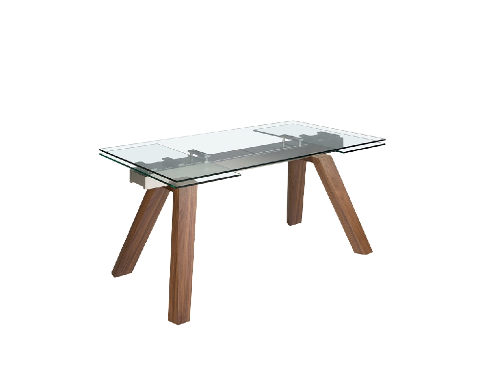 Rectangular tempered glass extending dining table