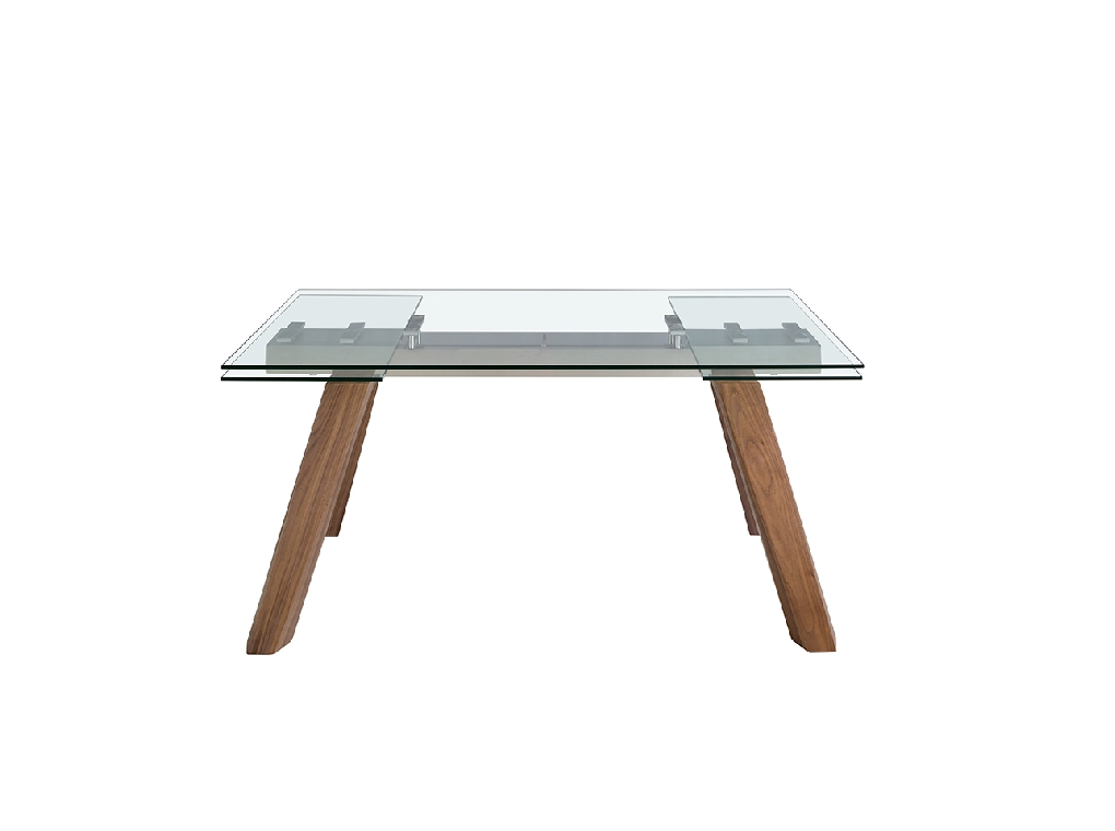 Rectangular tempered glass extending dining table