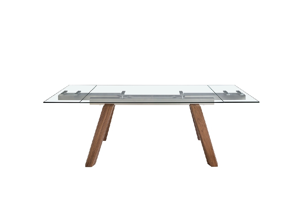 Rectangular tempered glass extending dining table