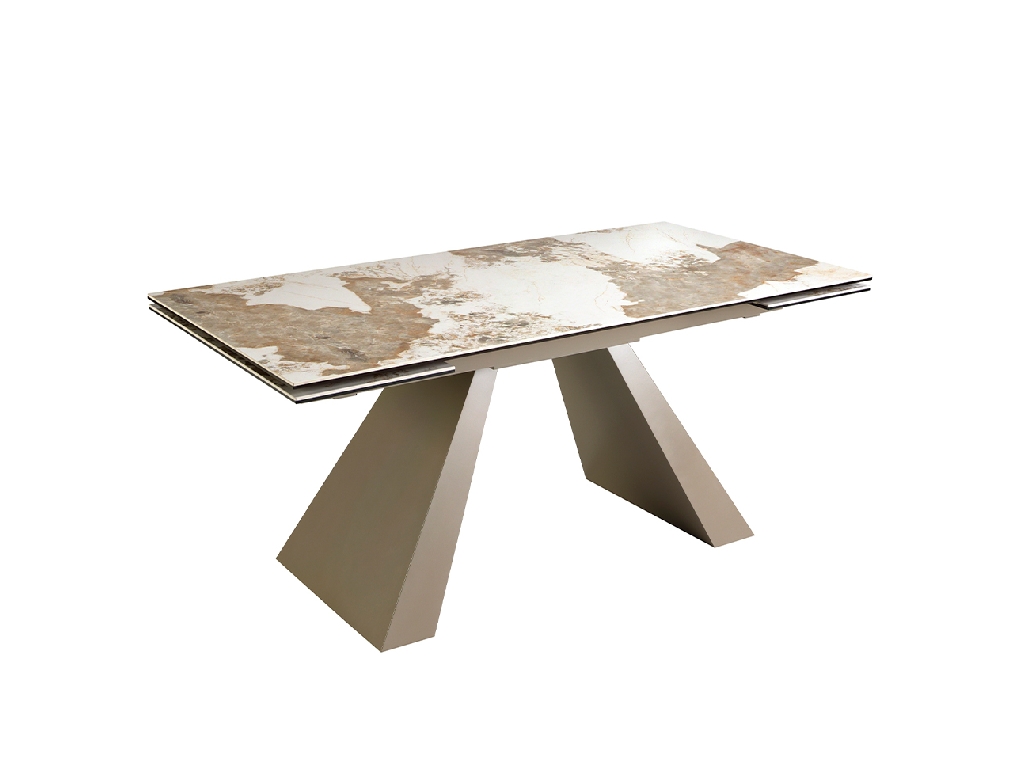 Rectangular porcelain marble extending dining table