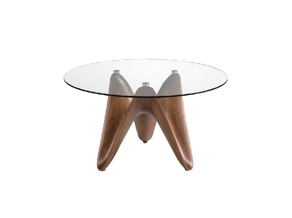 Round tempered glass dining table