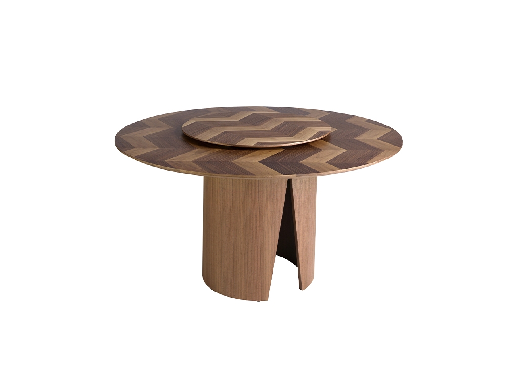 Round walnut dining table