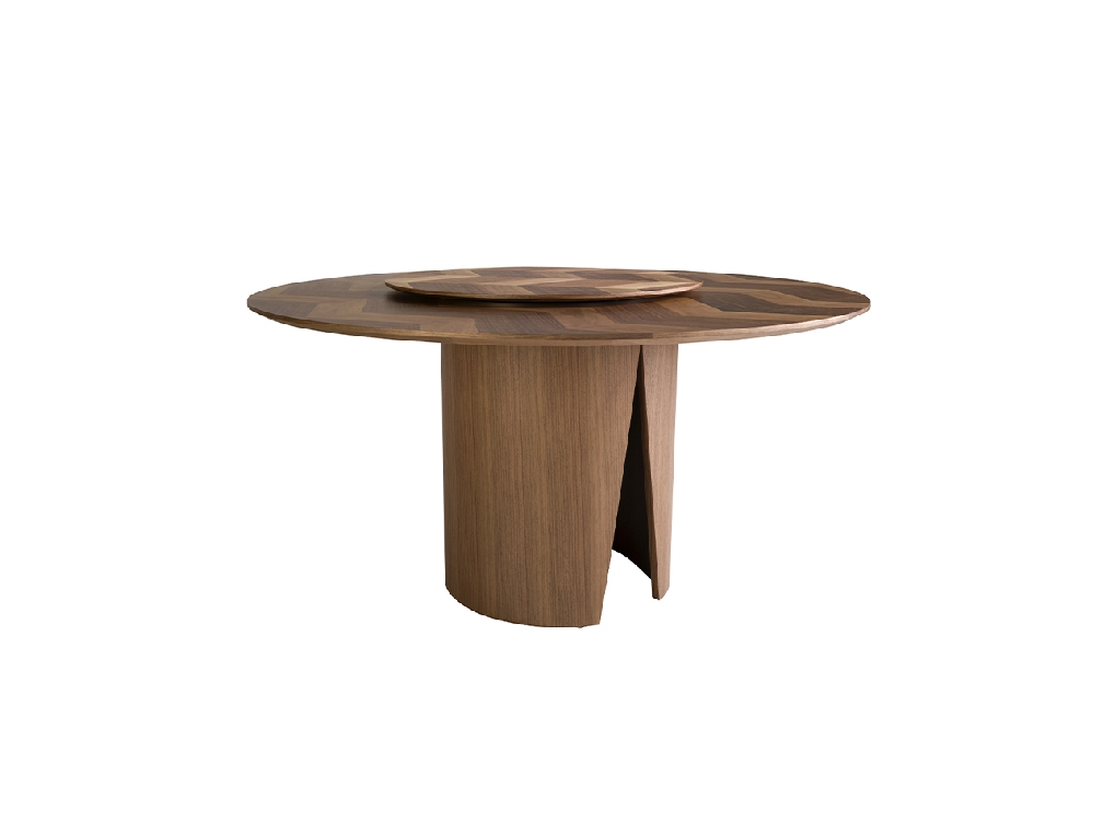 Round walnut dining table