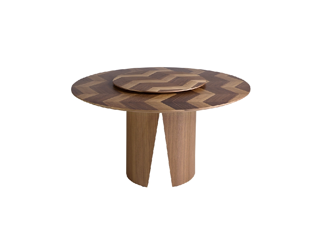 Round walnut dining table