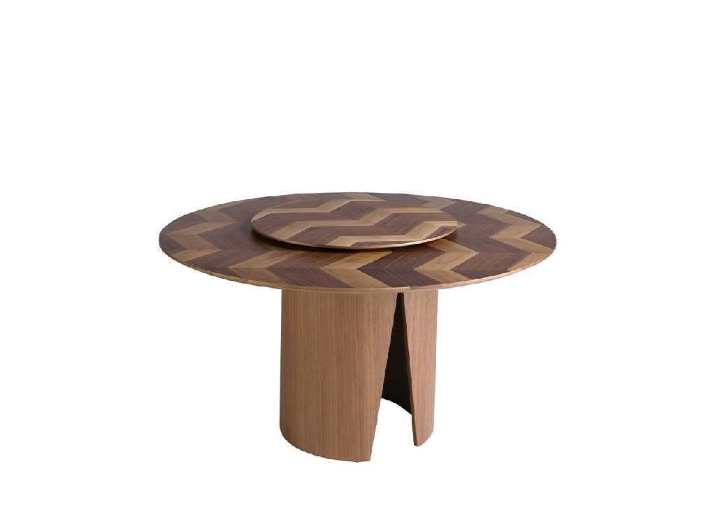 Round walnut dining table