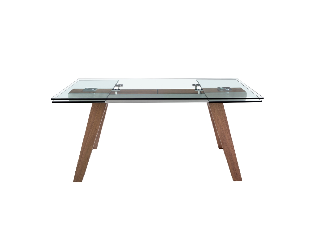 Rectangular tempered glass extending dining table