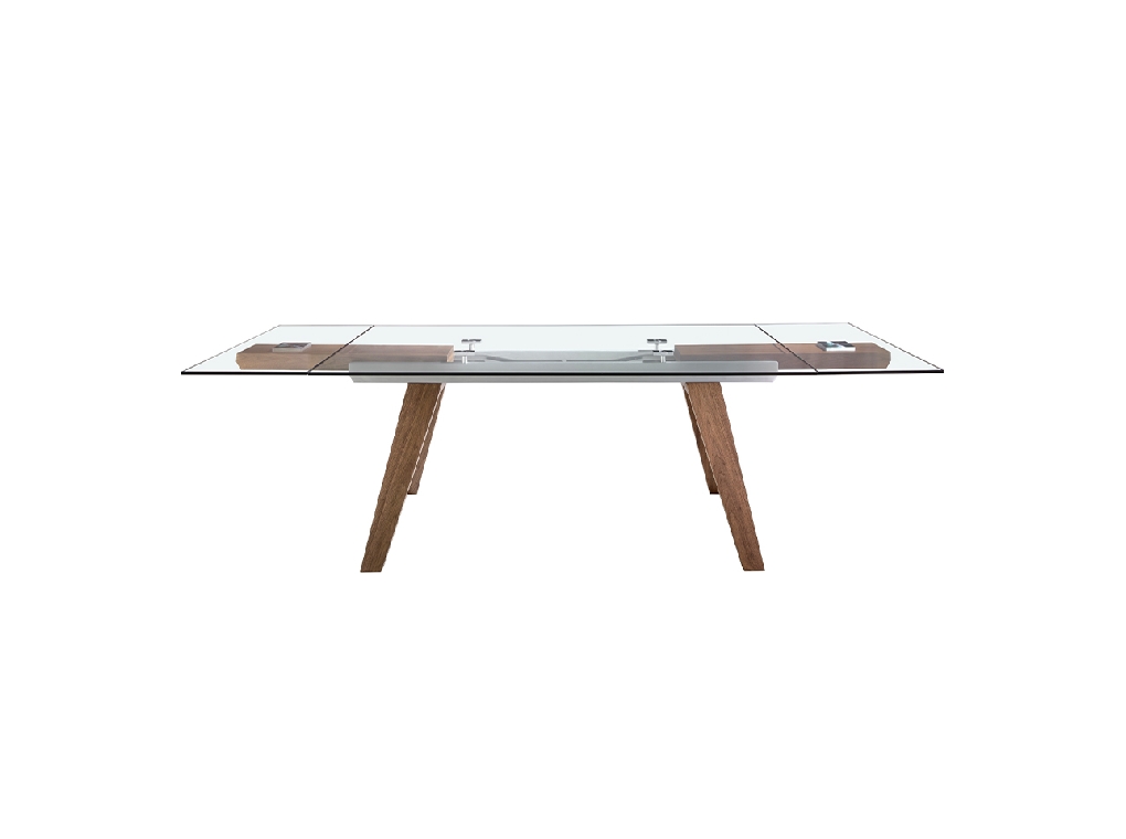 Rectangular tempered glass extending dining table