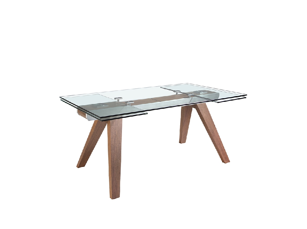 Rectangular tempered glass extending dining table