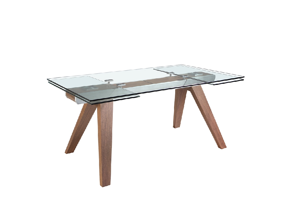 Mesa comedor extensible rectangular cristal templado