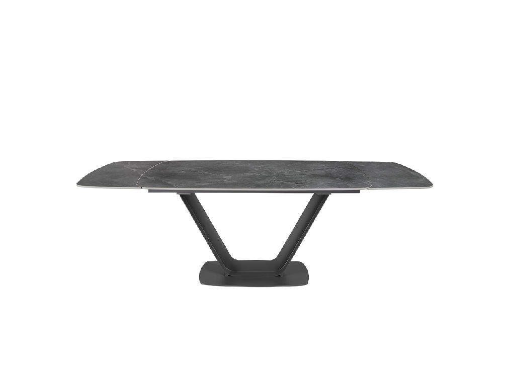 Mesa comedor extensible ovalada barril mármol porcelánico