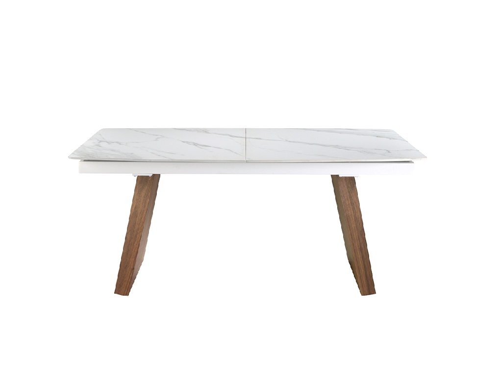 Mesa comedor extensible ovalada barril mármol porcelánico