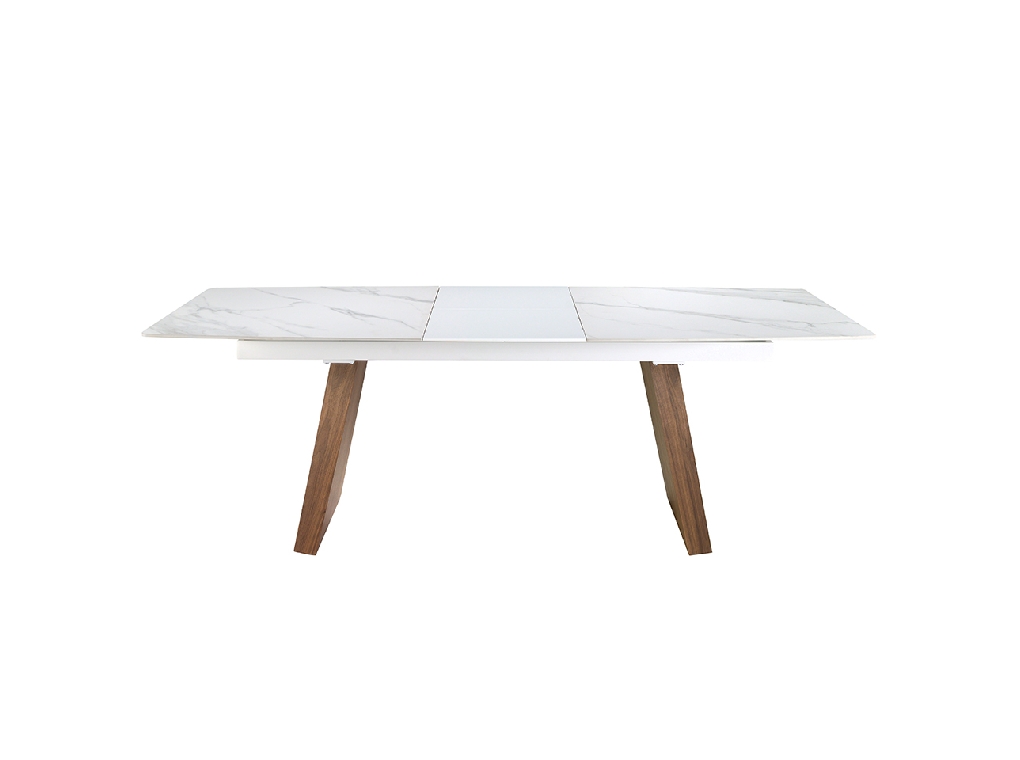 Mesa comedor extensible ovalada barril mármol porcelánico