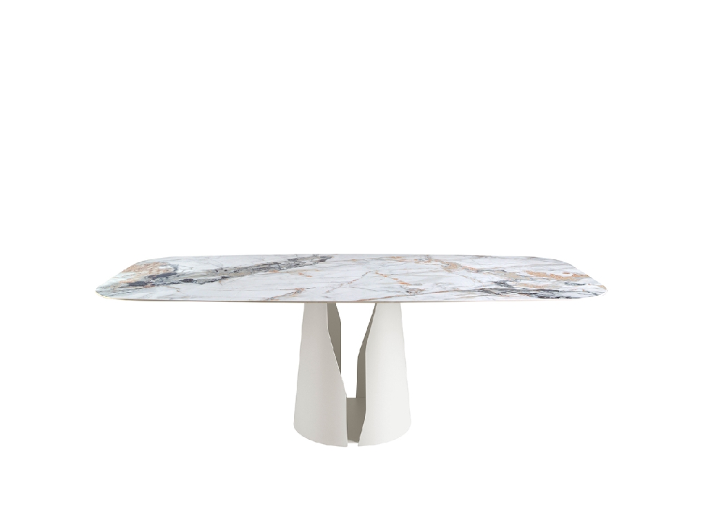 Table à manger baril ovale marbre porcelaine