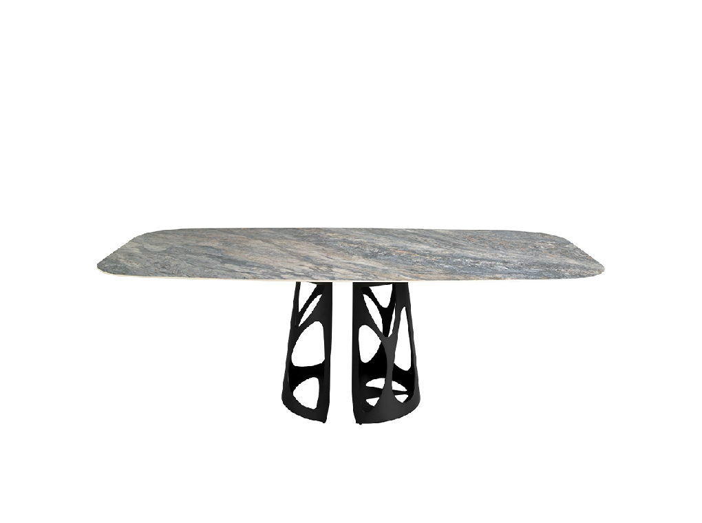 Oval Barrel porcelain marble dining table