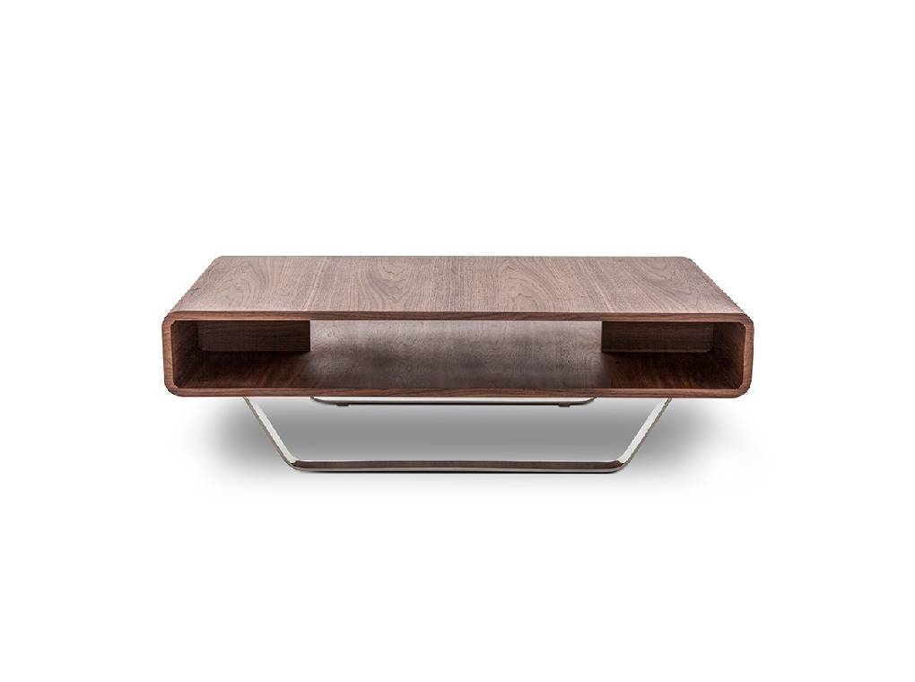 Walnut wood and chrome steel coffee table Walnut wood and chrome steel coffee table
