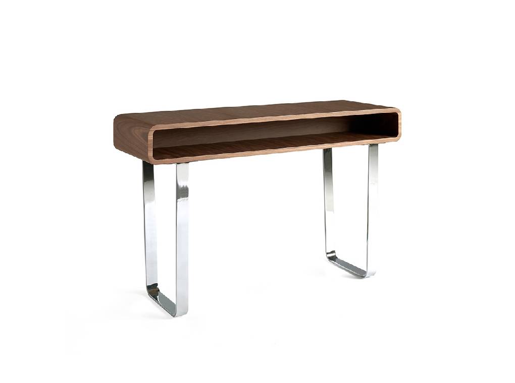 Walnut wood and chrome steel console Walnut wood and chrome steel console
