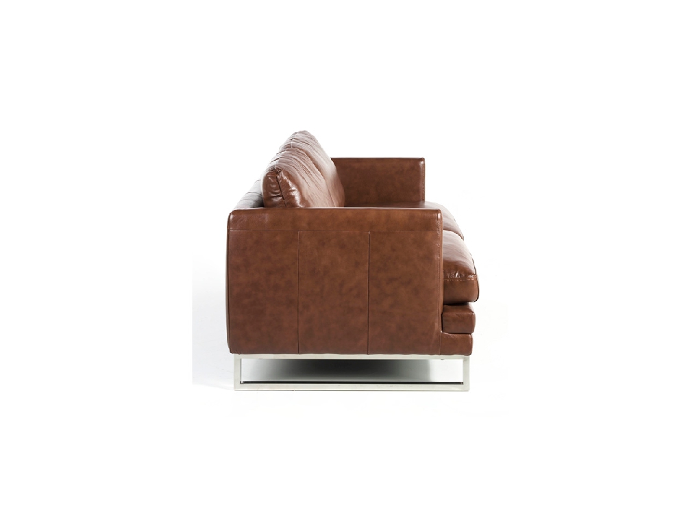 2-seat sofa upholstered in leather with stainless steel legs 2-seat sofa upholstered in leather with stainless steel legs