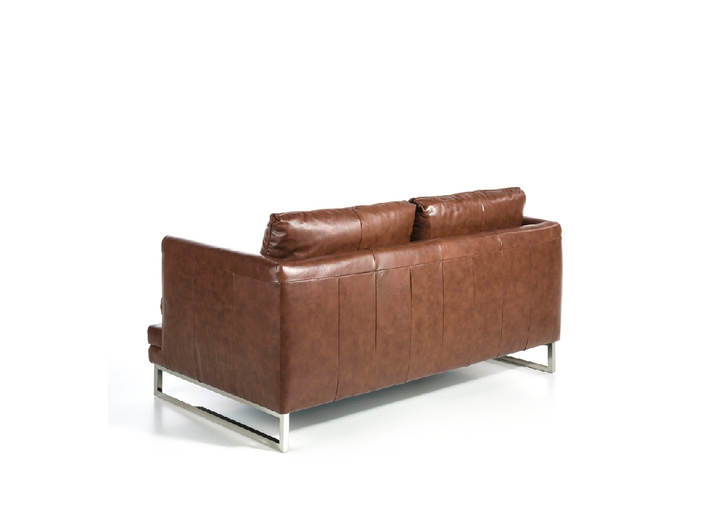 2-seat sofa upholstered in leather with stainless steel legs 2-seat sofa upholstered in leather with stainless steel legs